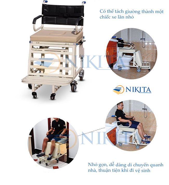 Chức năng tiện lợi linh hoạt của xe lăn giường DCN09 Chức năng tiện lợi linh hoạt của xe lăn giường DCN09