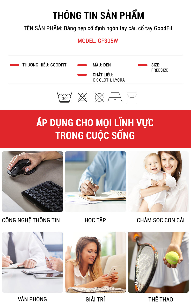 Bang nep co dinh ngon tay cai co tay GoodFit GF305W 1 08 Bang nep co dinh ngon tay cai co tay GoodFit GF305W 1 08