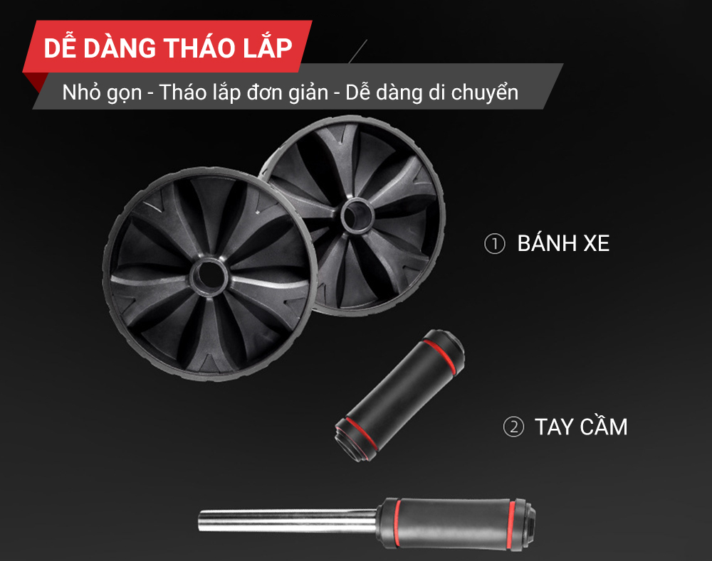 Con lan tap bung 2 banh cao cap GoodFit GF602AB tang kem tham 5 Con lăn tập bụng 2 bánh cao cấp GoodFit GF602AB tặng kèm thảm