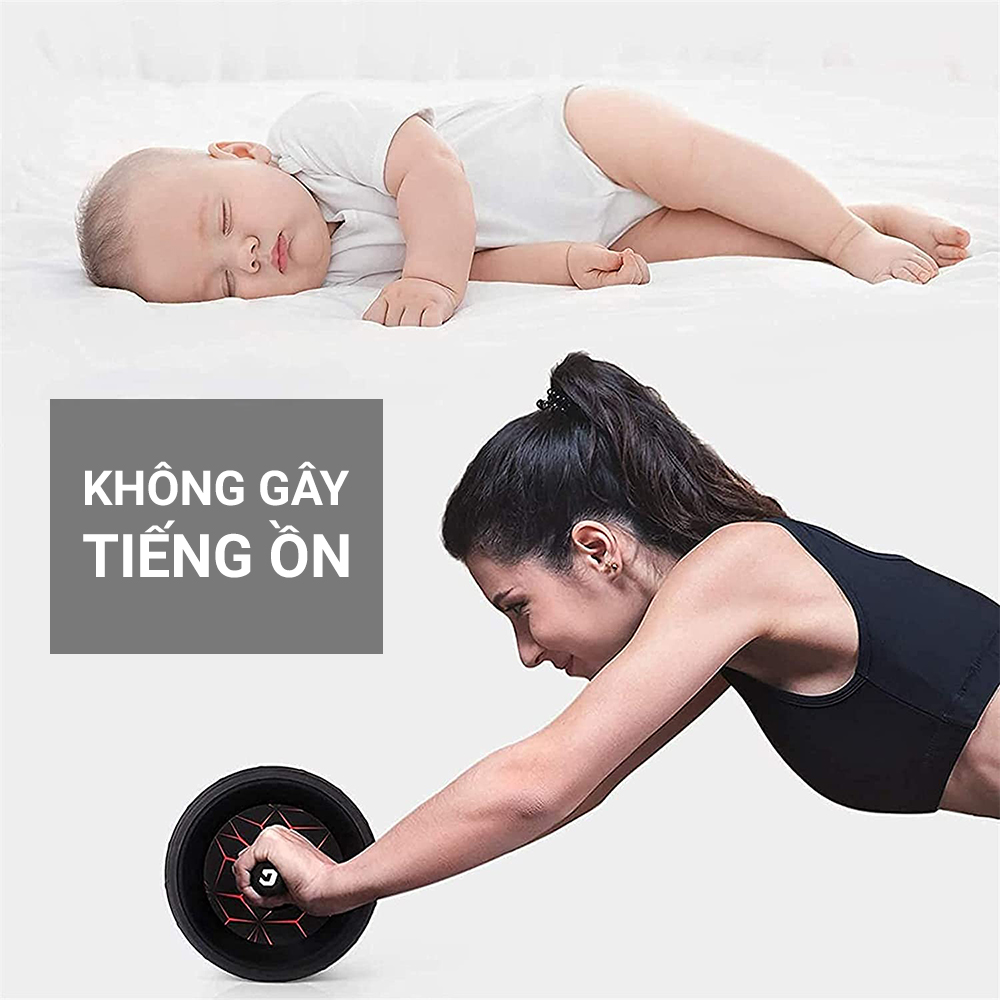 Con lan tap bung 3 banh chong truot GoodFit GF603AB tang kem tham 1 Con lăn tập bụng 3 bánh chống trượt GoodFit GF603AB tặng kèm thảm