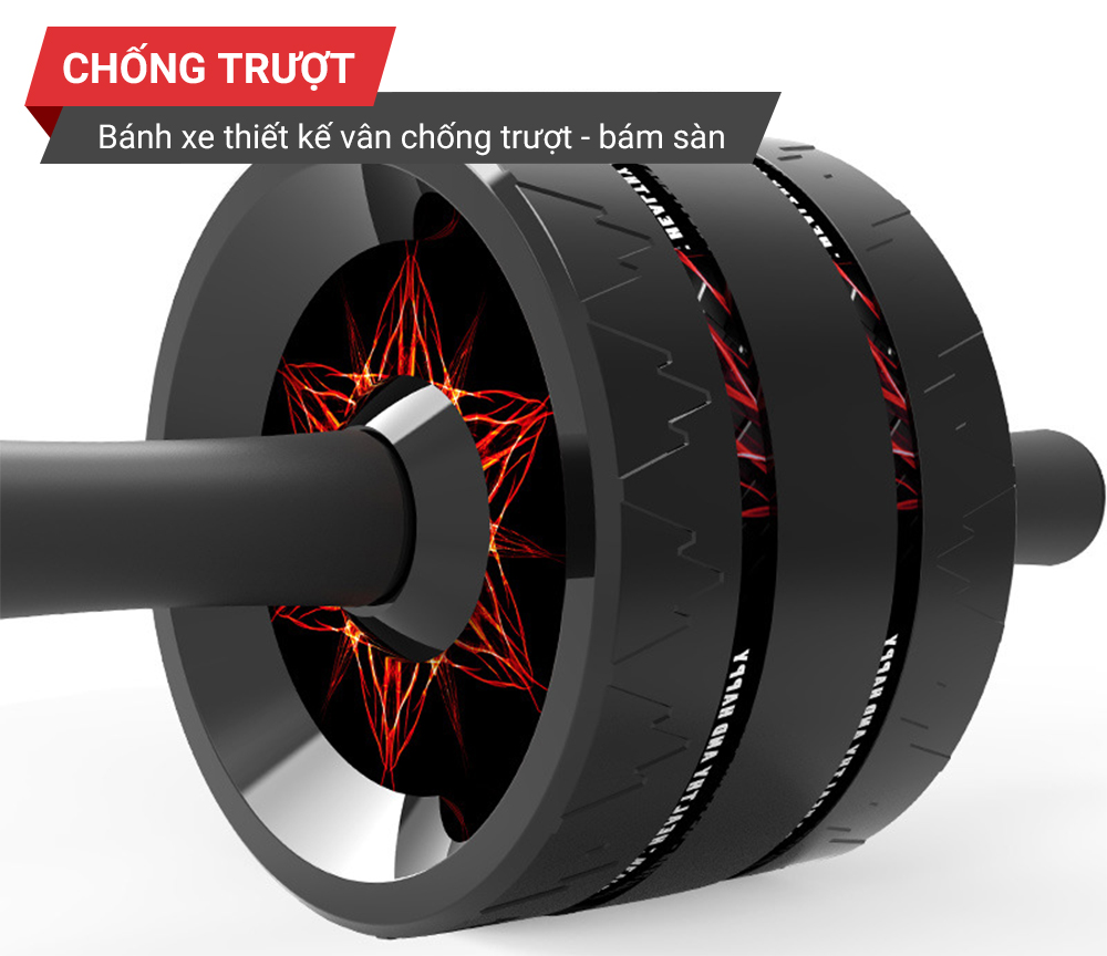 Con lan tap bung 3 banh chong truot GoodFit GF603AB tang kem tham 11 Con lăn tập bụng 3 bánh chống trượt GoodFit GF603AB tặng kèm thảm