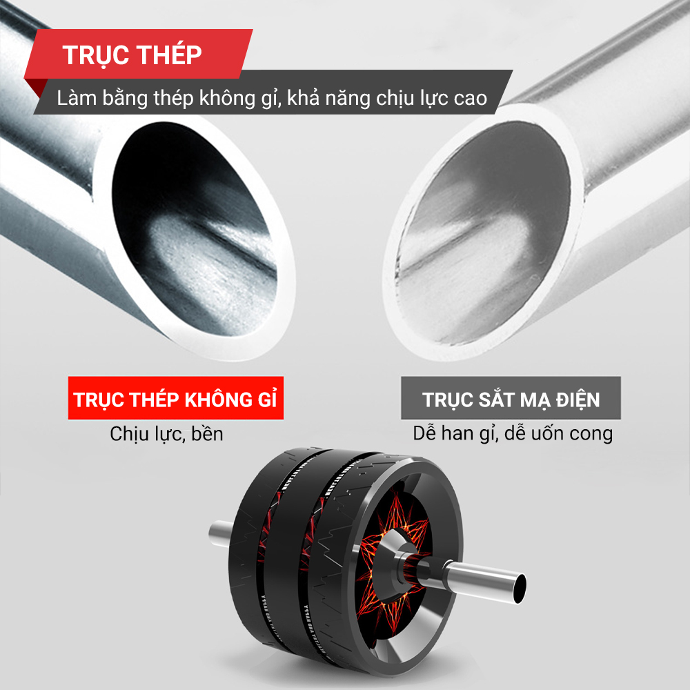 Con lan tap bung 3 banh chong truot GoodFit GF603AB tang kem tham 4 Con lăn tập bụng 3 bánh chống trượt GoodFit GF603AB tặng kèm thảm