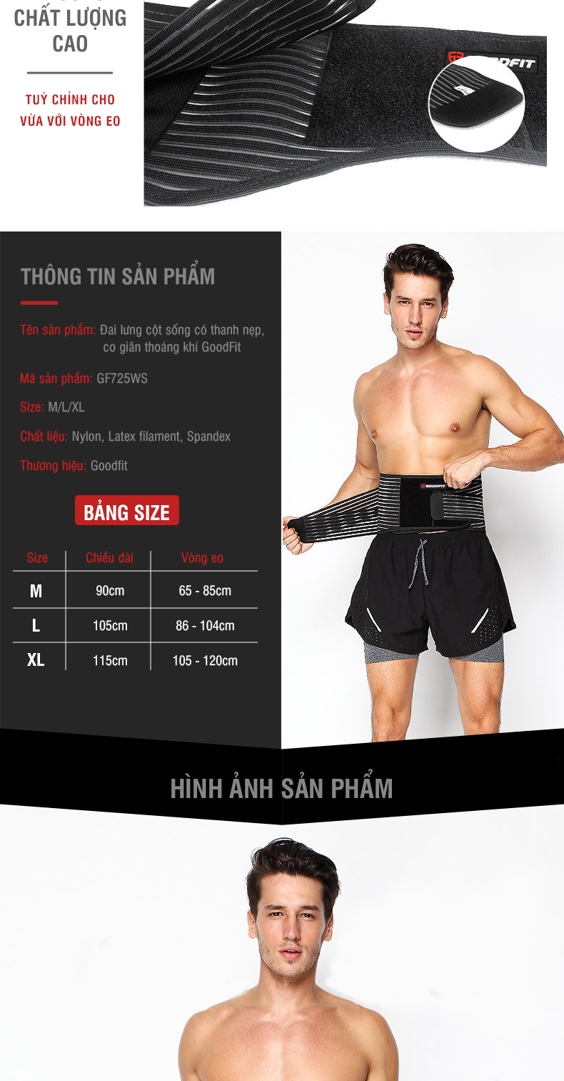 Dai lung cot song co thanh nep co gian thoang khi GoodFit GF725WS 5 Dai lung cot song co thanh nep co gian thoang khi GoodFit GF725WS 5