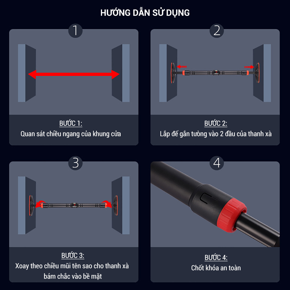 Xa don gan cua treo tuong thep chiu luc co thuoc thang bang GoodFit GF201PU model 2021 12 xà đơn gắn cửa treo tường goodfit