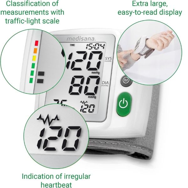 Máy đo huyết áp bắp tay Medisana BW315 tích hợp chức năng hiển thị nhịp tim, phát hiện nhịp tim bất thường; Máy đo huyết áp bắp tay Medisana BW315 tích hợp chức năng hiển thị nhịp tim, phát hiện nhịp tim bất thường;