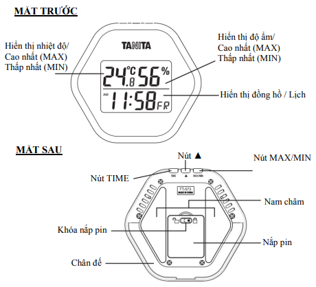 Nhiệt ẩm kế Tanita TT573 chính hãng