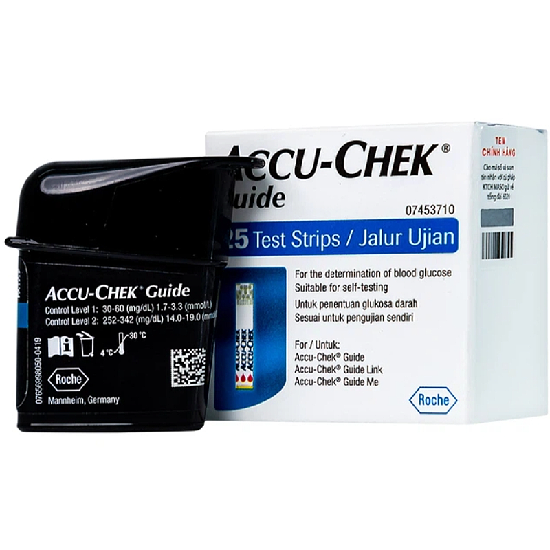 Que thử đường huyết Accu-Chek Guide 25 que Que thử đường huyết Accu-Chek Guide 25 que
