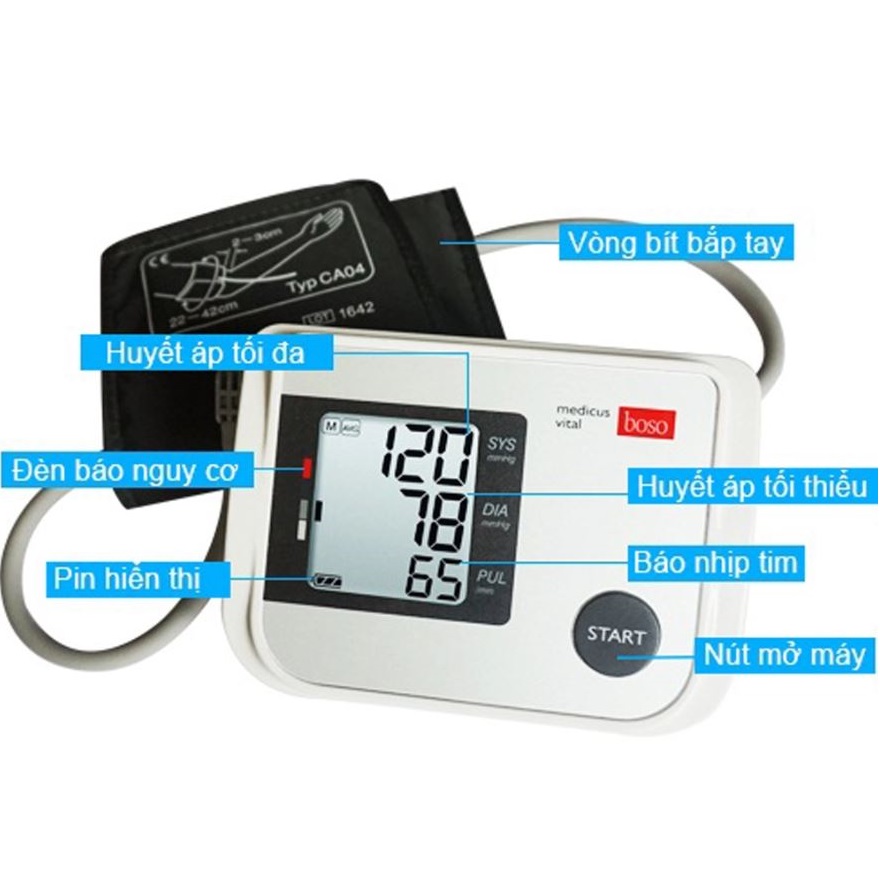 Máy đo huyết áp điện tử bắp tay Boso Medicus Vital Máy đo huyết áp điện tử bắp tay Boso Medicus Vital