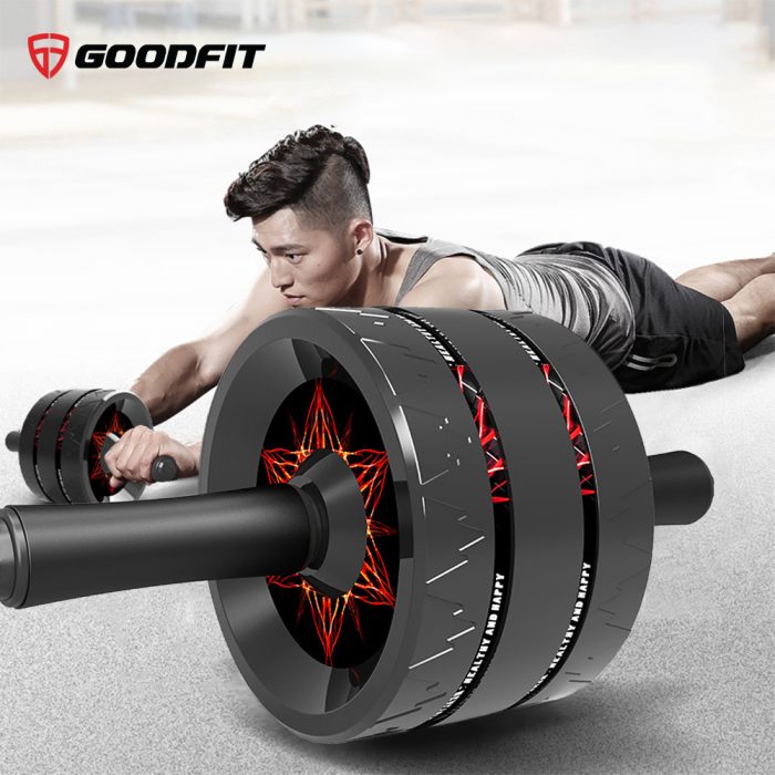 Con lăn tập bụng 3 bánh chống trượt GoodFit GF603AB tặng kèm thảm