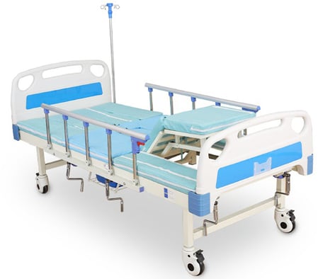 Giường y tế 4 tay quay OROMI B01-I có bô (hạ 1/2 giường) Giường y tế 4 tay quay OROMI B01-I có bô (hạ 1/2 giường)