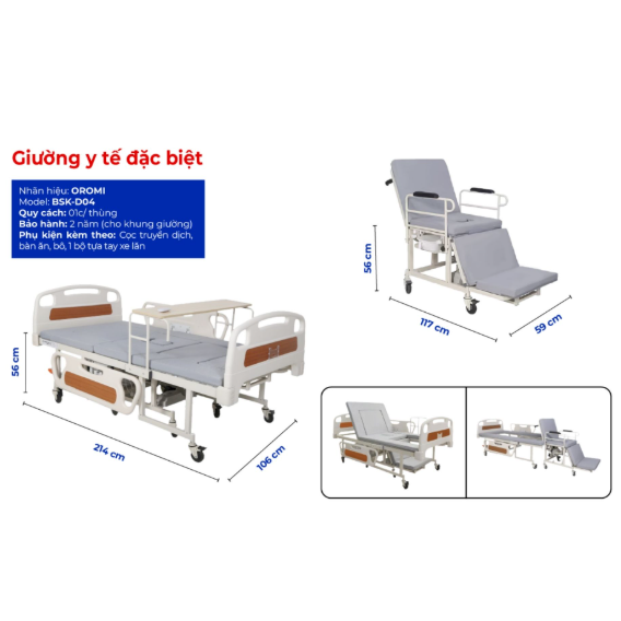Giường Y Tế Đặc Biệt OROMI BSK-D04DB Giường Y Tế Đặc Biệt OROMI BSK-D04DB