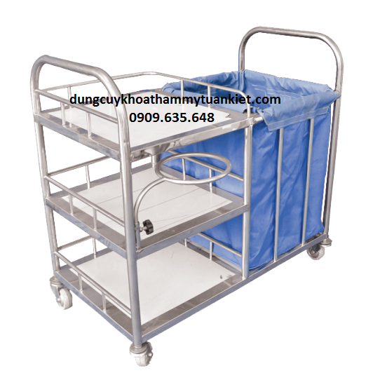 Xe đẩy 3 tầng có túi bằng vải Xe đẩy 3 tầng có túi bằng vải
