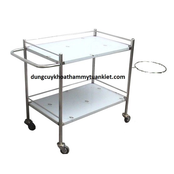 Xe đẩy dụng cụ 50x80 2 tầng có vòng xô Xe đẩy dụng cụ 50x80 2 tầng có vòng xô
