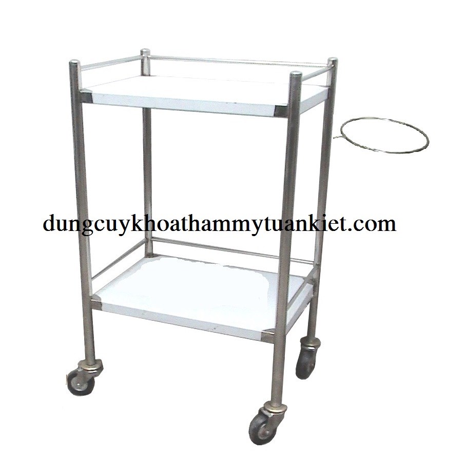 Xe đẩy inox 2 tầng có vòng thau 30x40 Xe đẩy inox 2 tầng có vòng thau 30x40