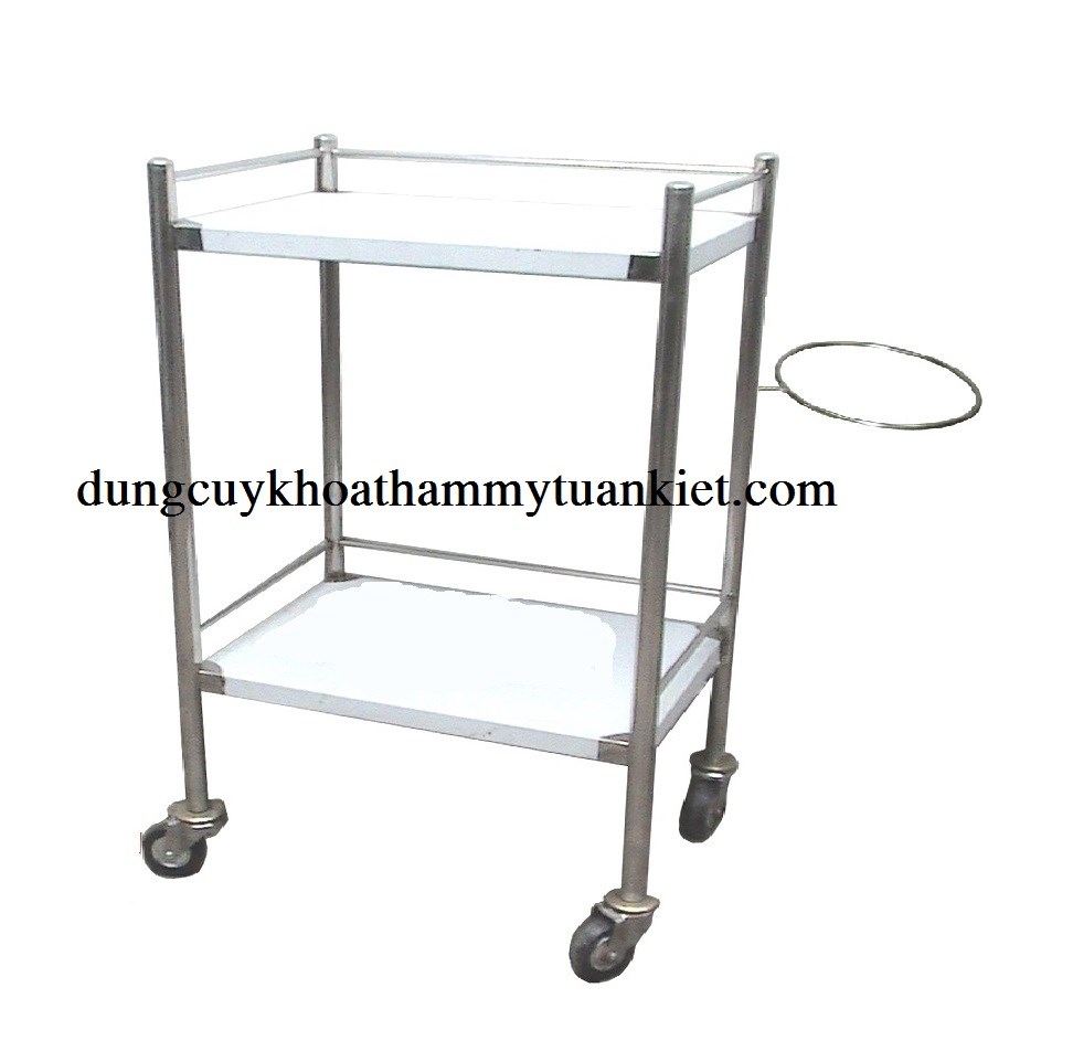 Xe đẩy inox 2 tầng có vòng thau 35x50 Xe đẩy inox 2 tầng có vòng thau 35x50