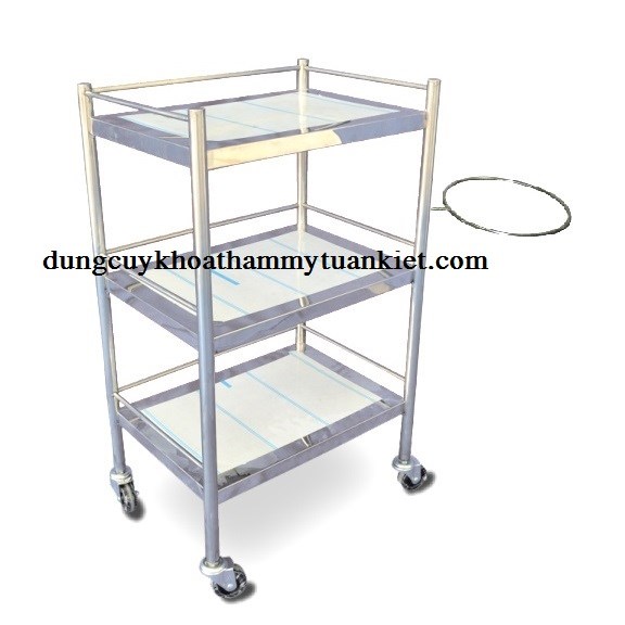 Xe đẩy inox 3 tầng có vòng thau 35x50 Xe đẩy inox 3 tầng có vòng thau 35x50