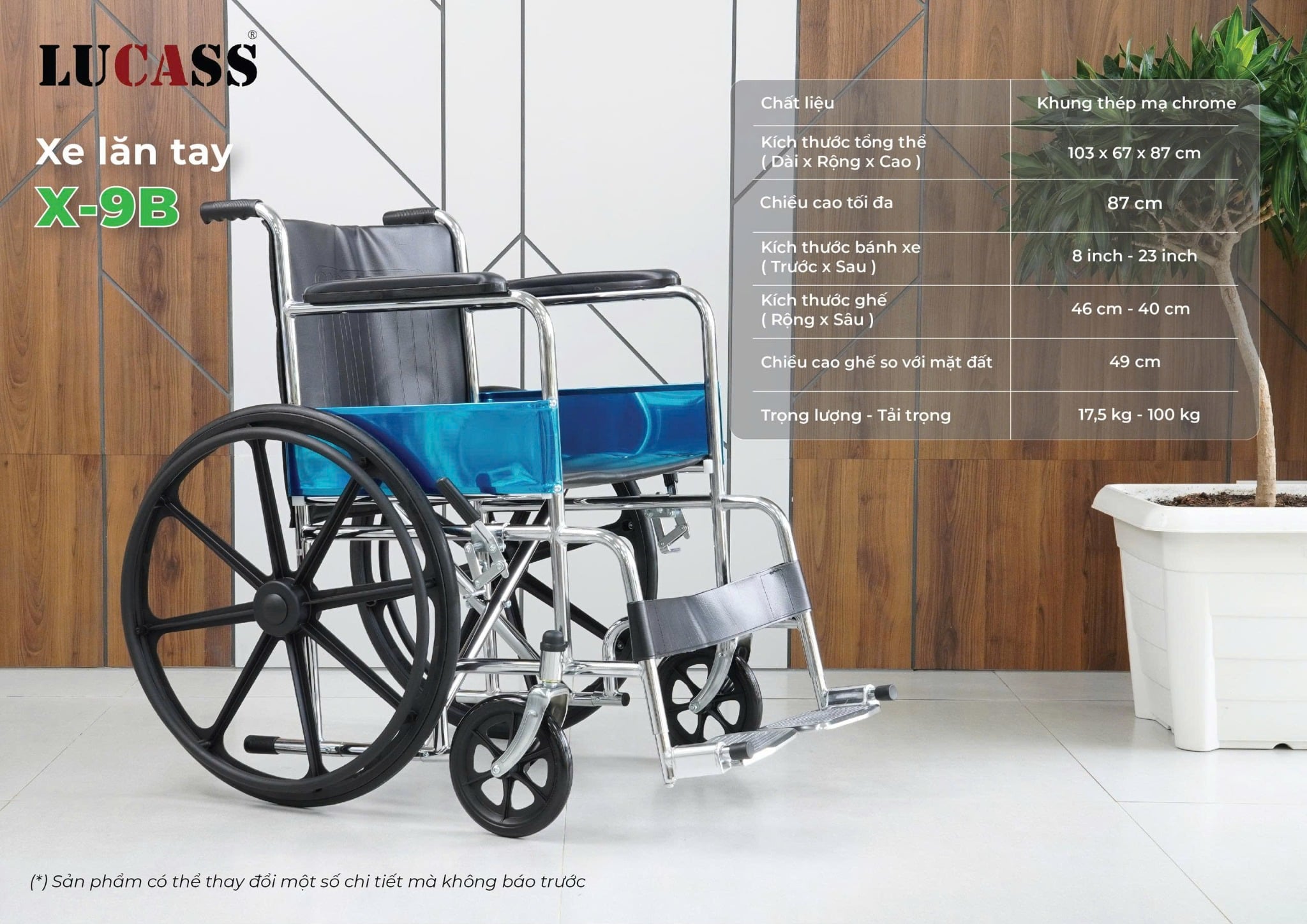 Xe lăn thường bánh mâm Lucass X-9B