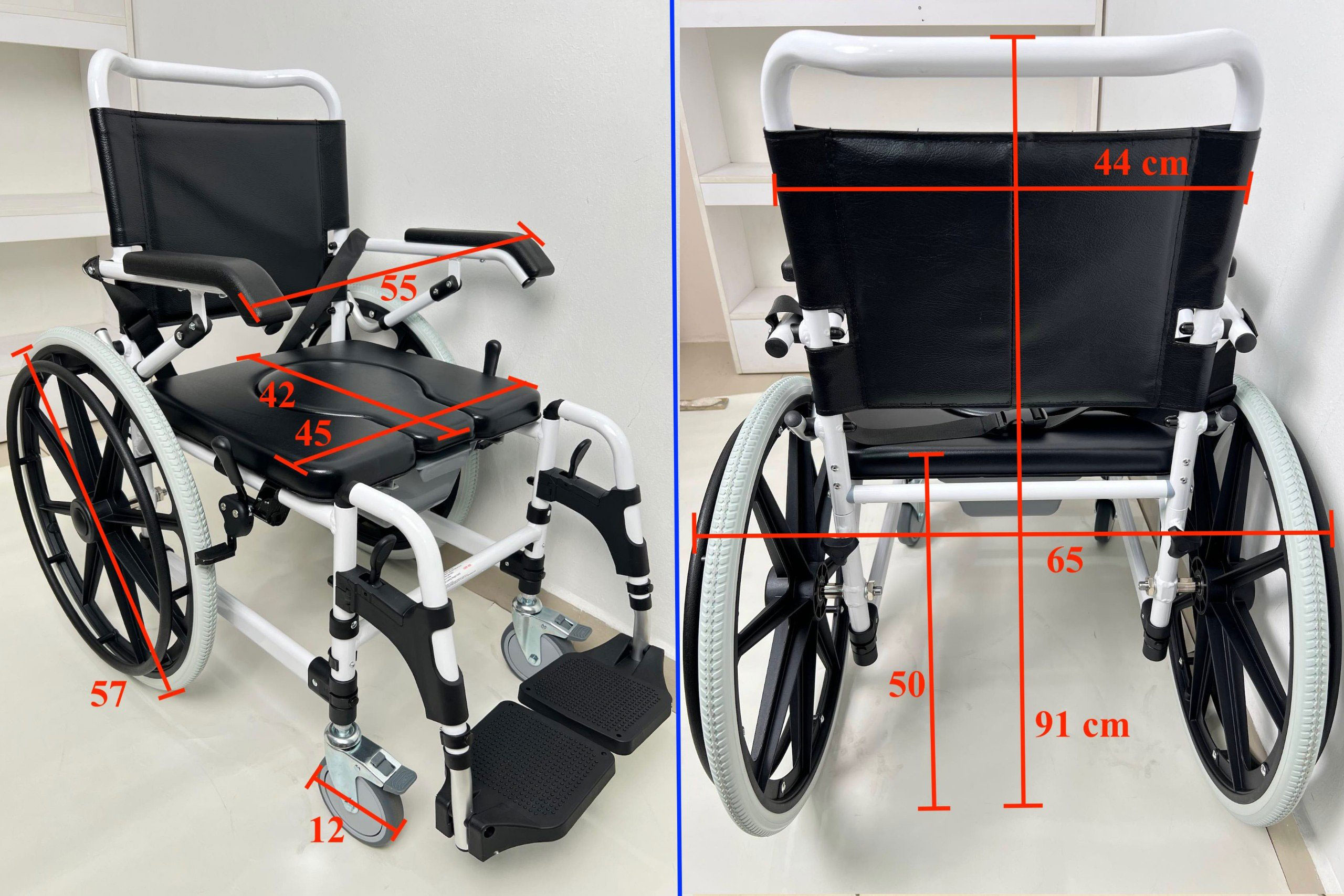 Kich thước xe lăn đa năng GBM-020 Xe lăn tay
