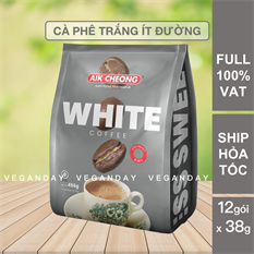 Cà phê trắng Ít Đường Aik Cheong Malaysia - White Coffee Less Sugar (12 gói x 38g)