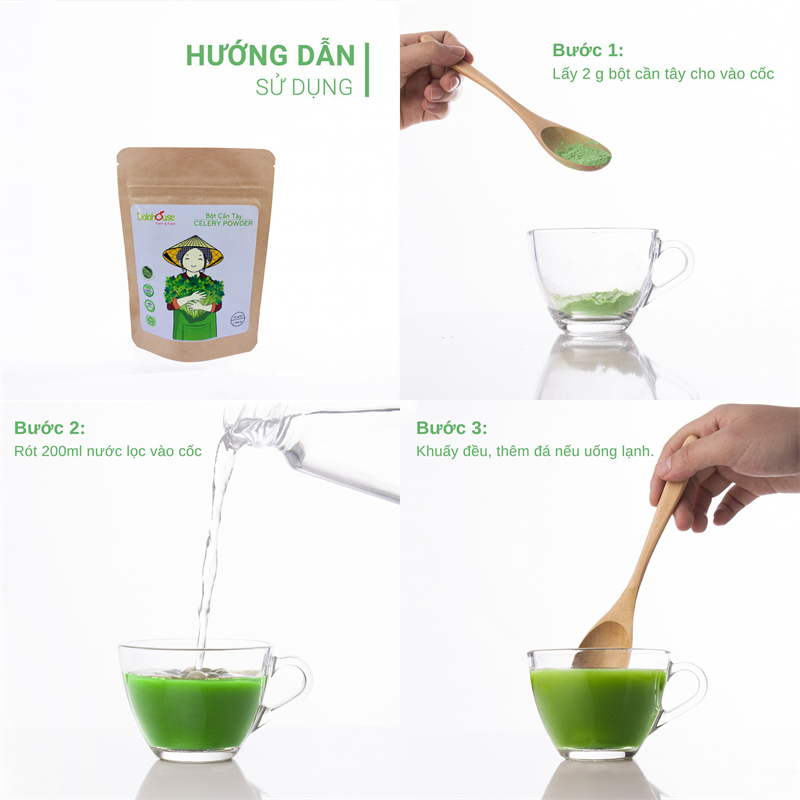 hướng dẫn sử dụng bột cần tây dalahouse