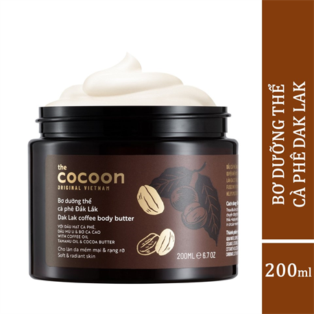 Bơ dưỡng thể cà phê đắk lắk cocoon 200ml thuần chay Bơ dưỡng thể cà phê đắk lắk cocoon 200ml thuần chay