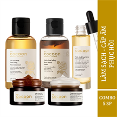Combo làm sạch, cấp ẩm & phục hồi chuyên sâu từ hoa hồng Cocoon Combo làm sạch, cấp ẩm & phục hồi chuyên sâu từ hoa hồng Cocoon